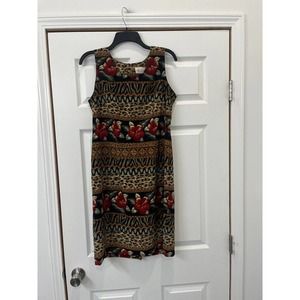 Rare Vintage Kathie Lee dress with mixed tropical print size 10